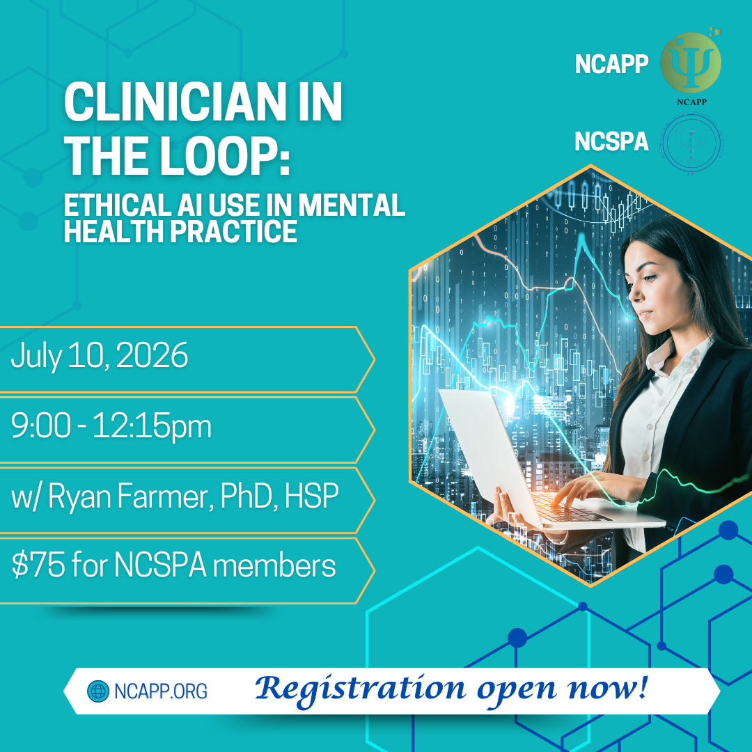 Clinician in the Loop: Ethical AI Use in Mental Health Practice  Speaker: Ryan L. Farmer, PhD  Friday July 10th from 9am-12:15pm